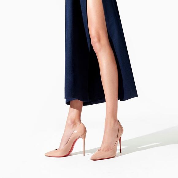 Christian Louboutin Decollete 554 100 Patent Nude 6248 Pointed Heel Pump 36.5 - Picture 3 of 14